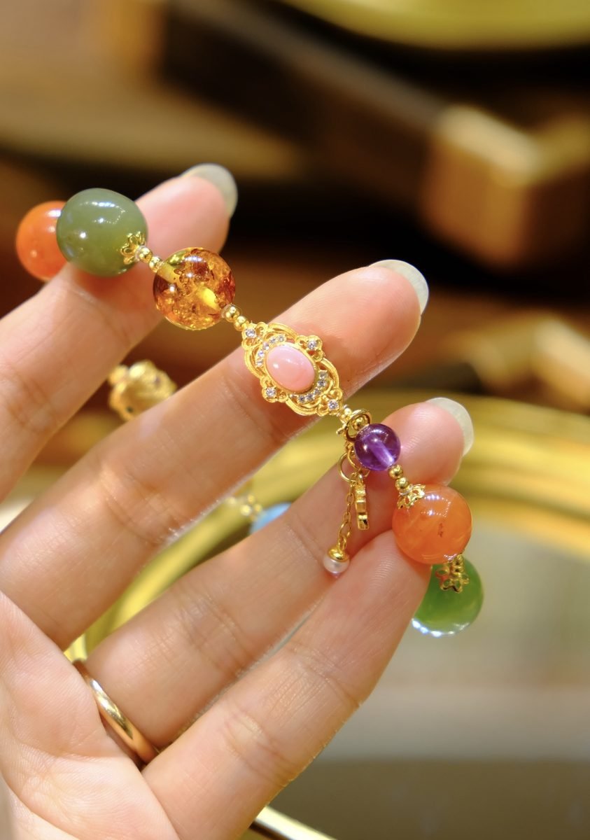 11mm 7 Chakra Balancing Bracelet with Larimar & Red Agate - Image 5