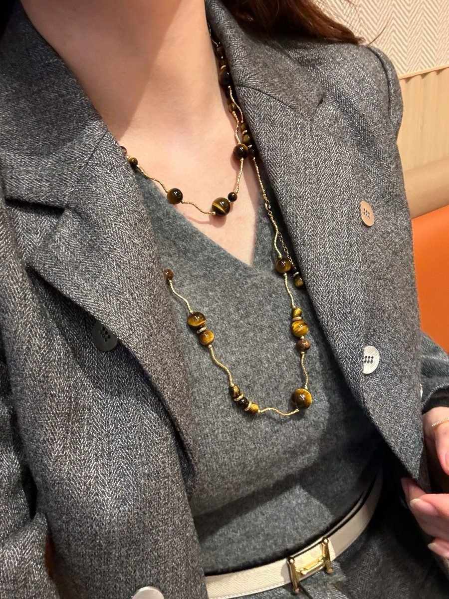 4-12mm Citrine Necklace with Tiger Eye
