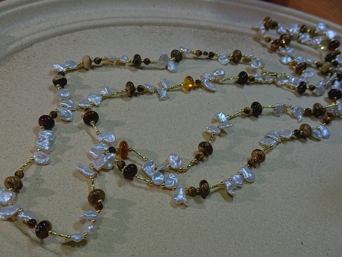Citrine Necklace with Freshwater Pearl & Tiger Eye - Image 4