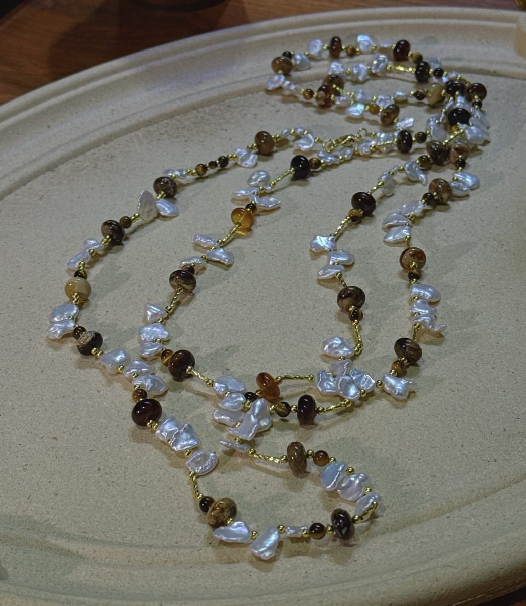 Citrine Necklace with Freshwater Pearl & Tiger Eye - Image 6