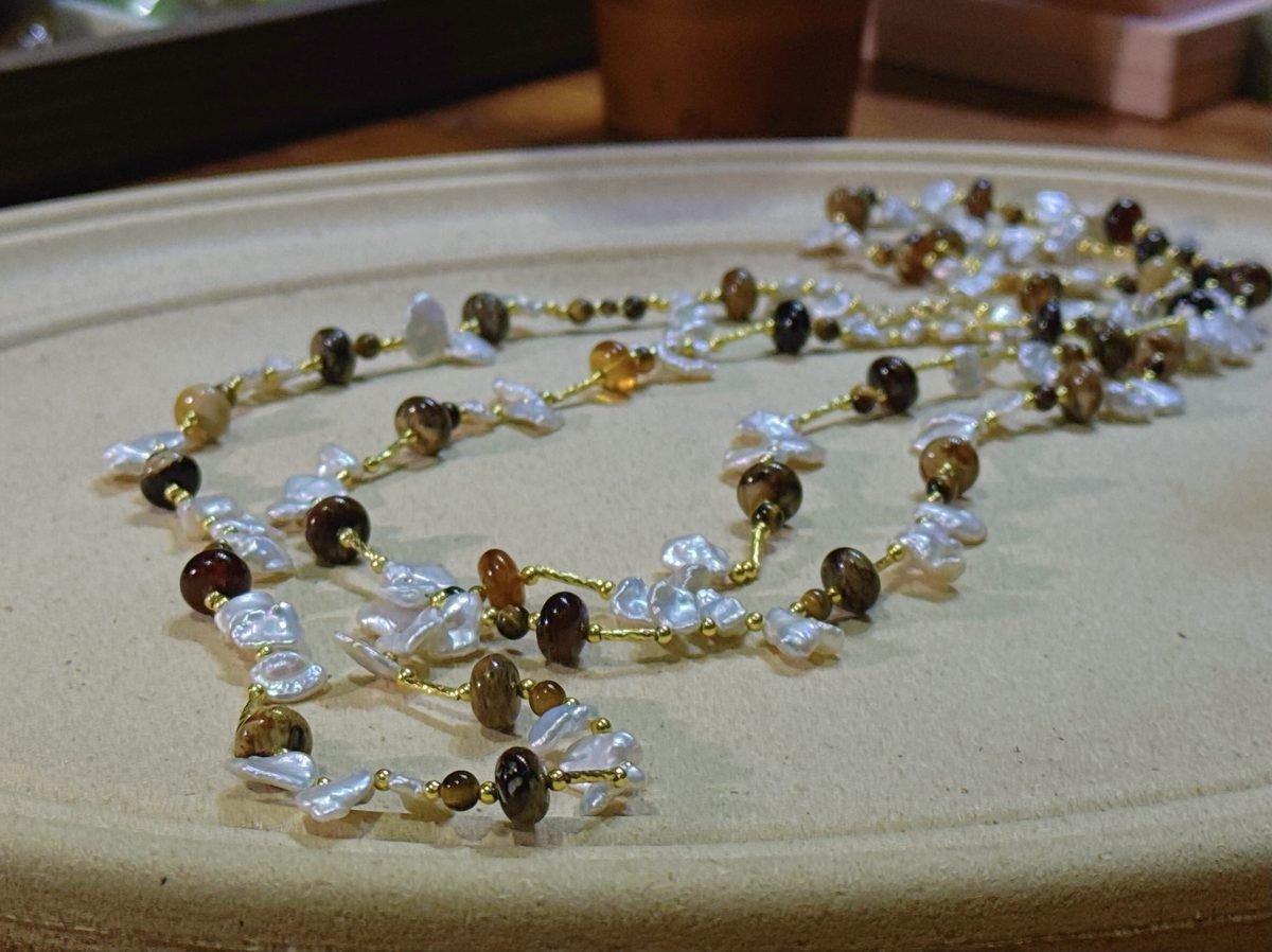 Citrine Necklace with Freshwater Pearl & Tiger Eye - Image 7