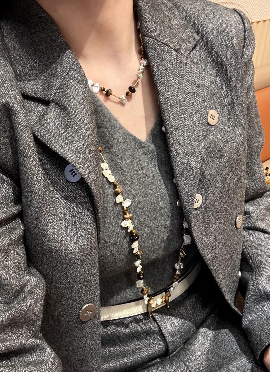 Citrine Necklace with Freshwater Pearl & Tiger Eye - Image 9