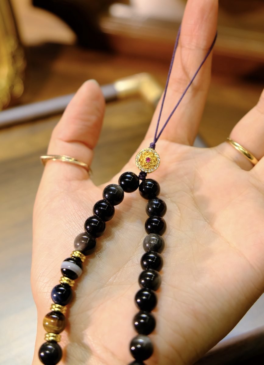 Black Obsidian Bracelet with Tiger Eye — Ref. 00721 - Image 3