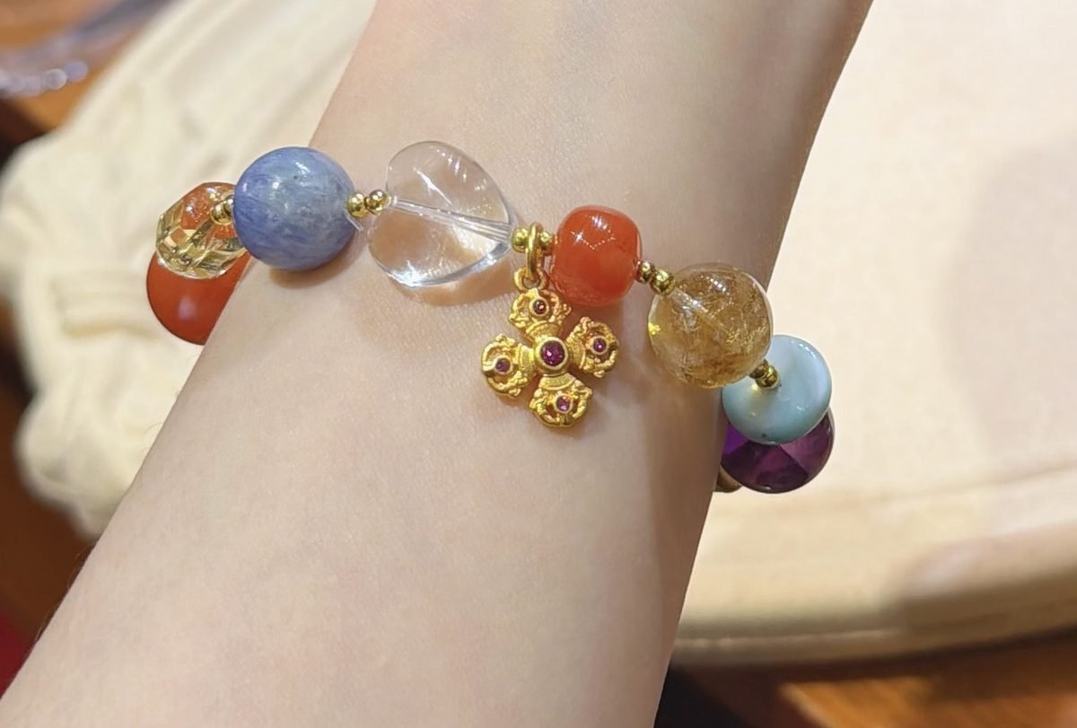 8-12mm 7 Chakra Balancing Bracelet with Amethyst & Citrine - Image 4
