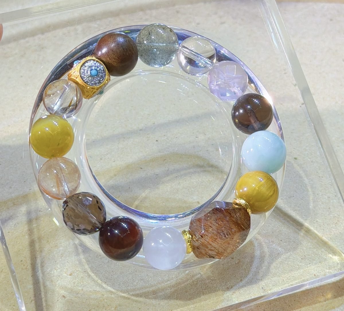 12mm Citrine Bracelet with Amethyst & Smoky Quartz - Image 2