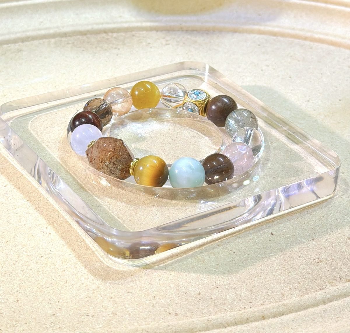 12mm Citrine Bracelet with Amethyst & Smoky Quartz - Image 3