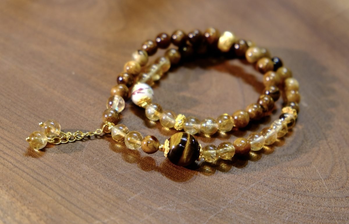 6mm Citrine Bracelet with Tiger Eye — Ref. 00771