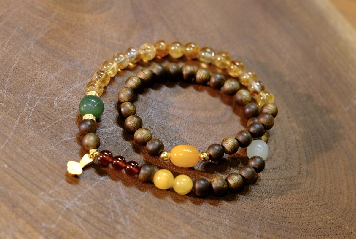 6mm Citrine Bracelet with Amber & Garnet - Image 2