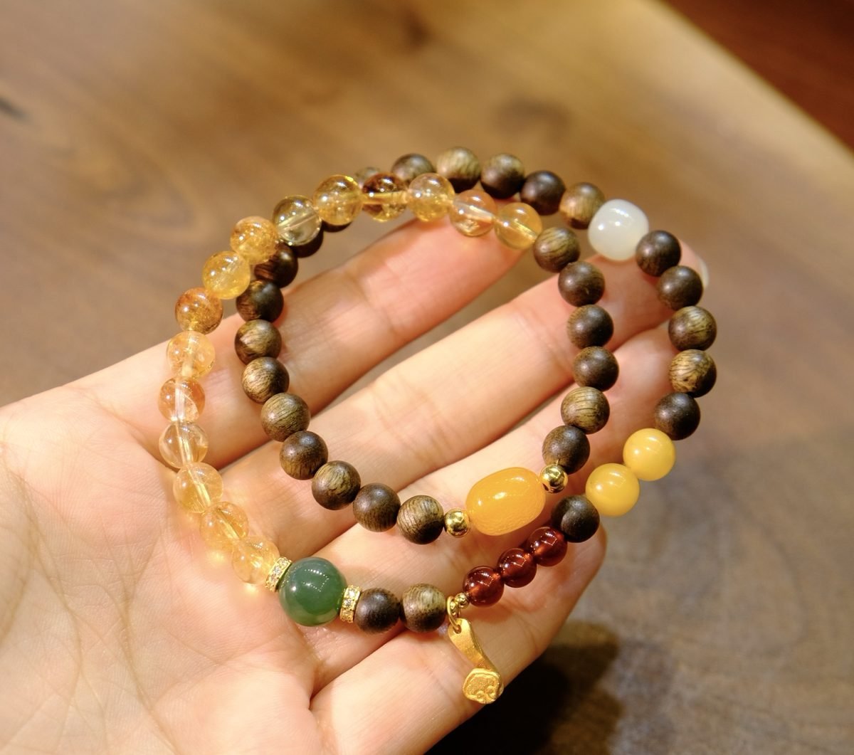 6mm Citrine Bracelet with Amber & Garnet - Image 3