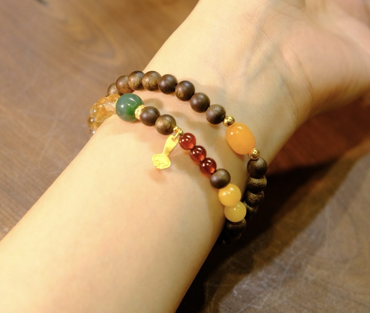 6mm Citrine Bracelet with Amber & Garnet - Image 4