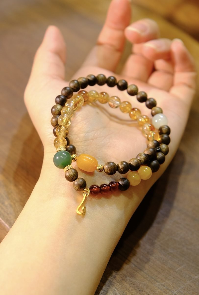 6mm Citrine Bracelet with Amber & Garnet - Image 5