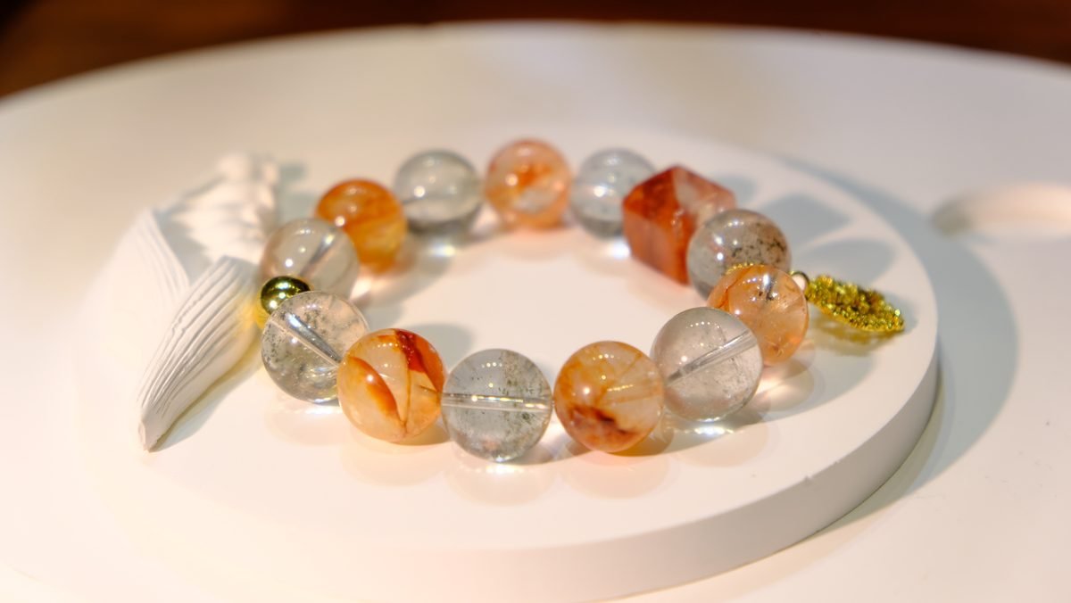 15mm Citrine Bracelet with Green Phantom Quartz - Image 2