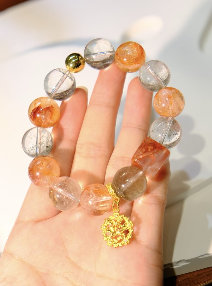 15mm Citrine Bracelet with Green Phantom Quartz - Image 3