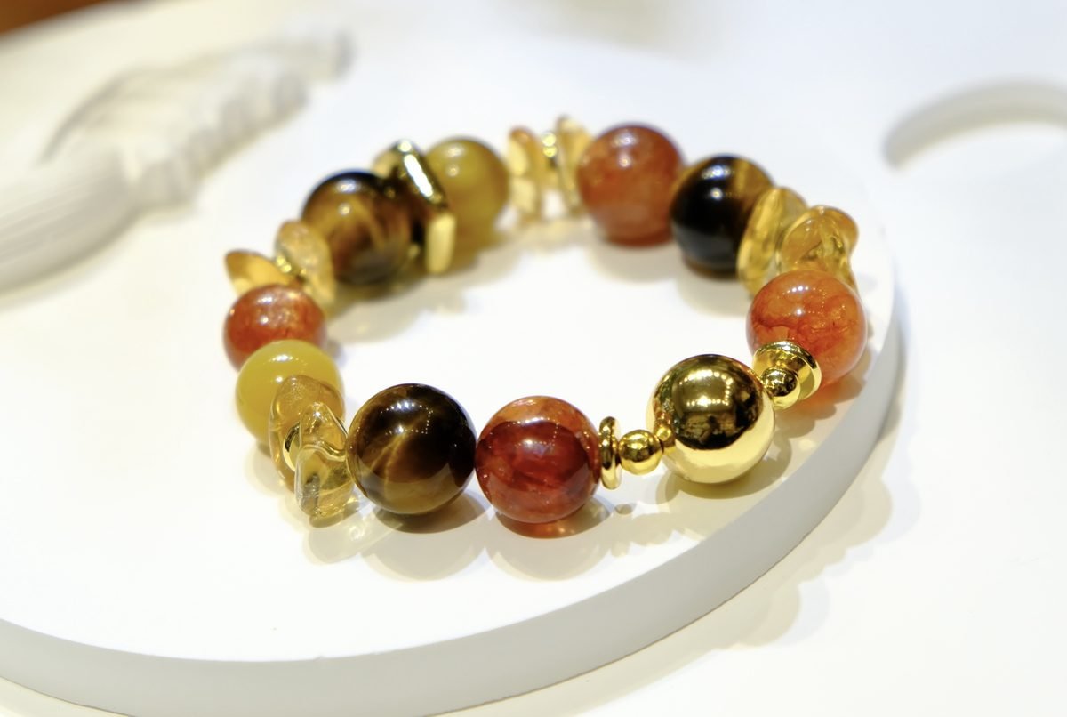 12-14mm Citrine Bracelet with Tiger Eye