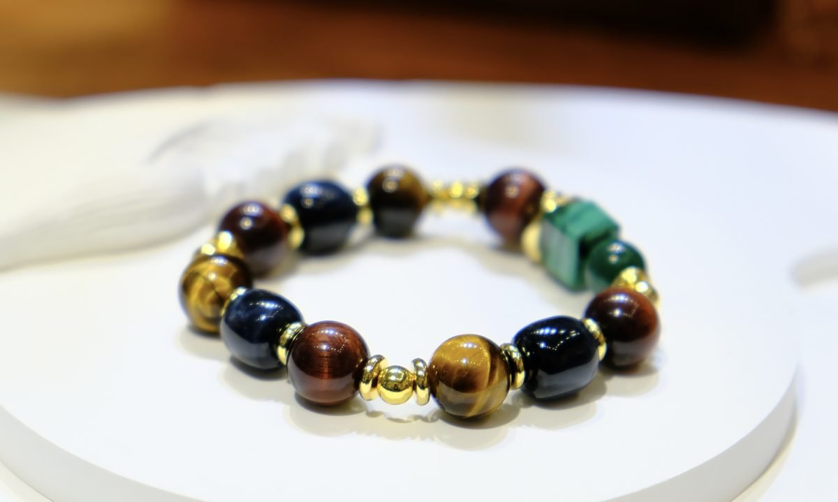 12mm Citrine Bracelet with Tiger Eye & Malachite