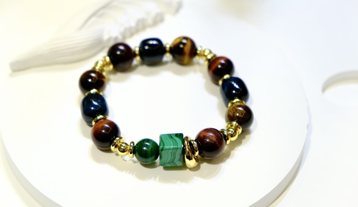 12mm Citrine Bracelet with Tiger Eye & Malachite - Image 2