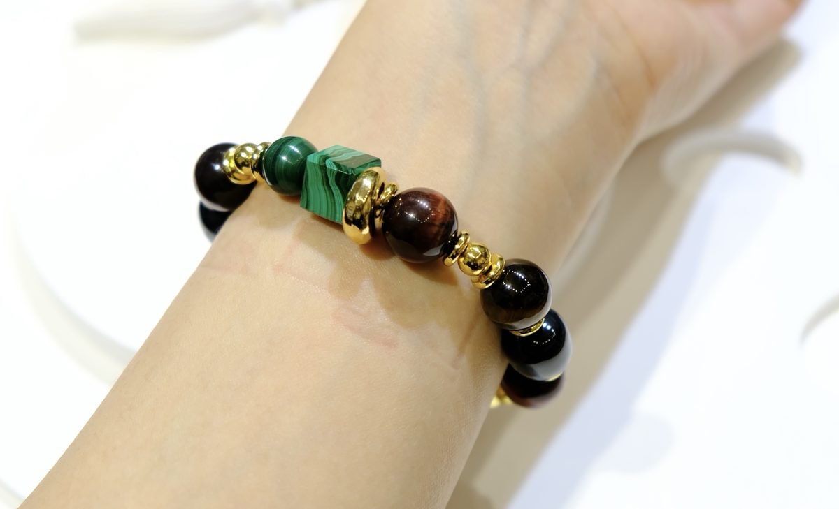 12mm Citrine Bracelet with Tiger Eye & Malachite - Image 4