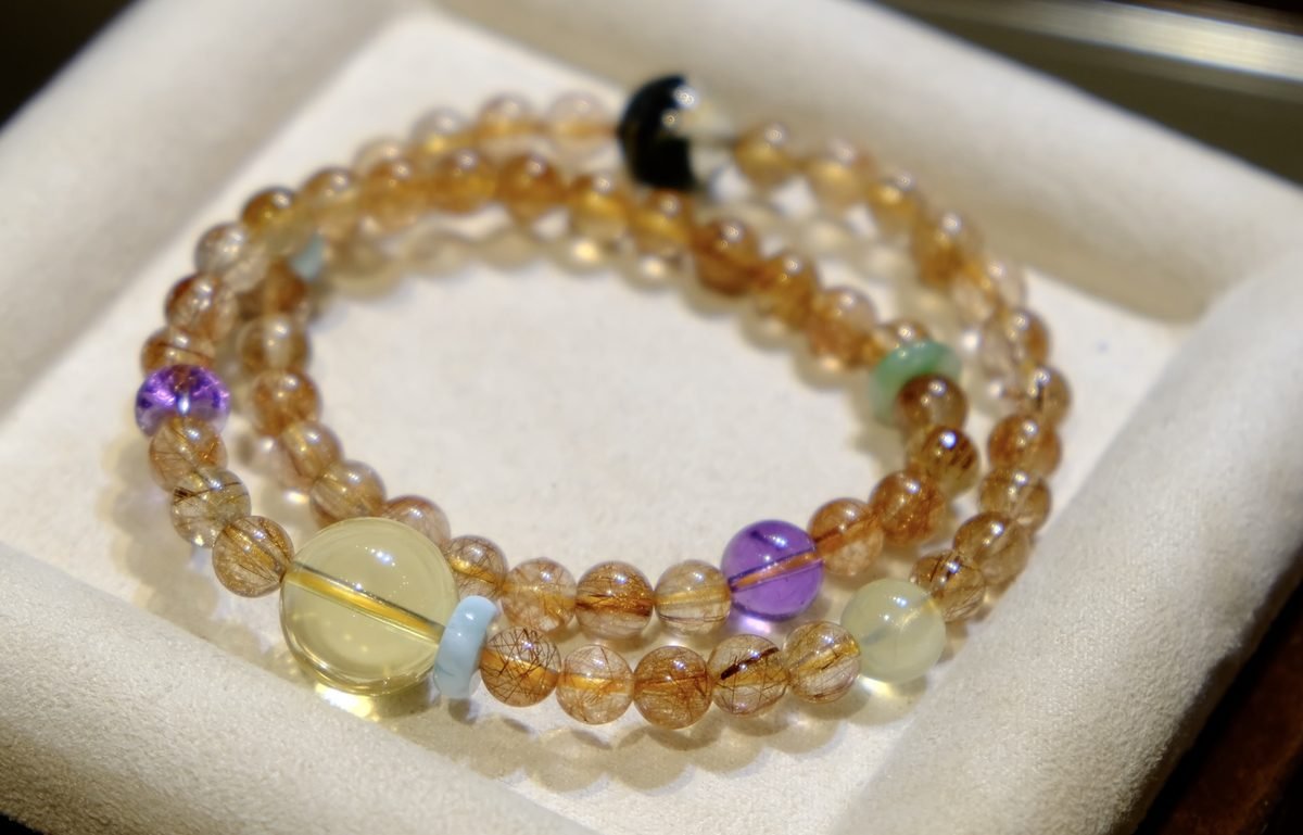 7mm 7 Chakra Balancing Bracelet with Amethyst & Citrine — Ref. 00797