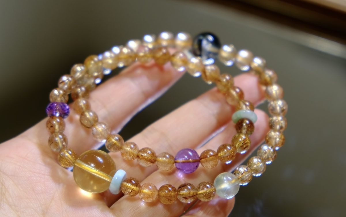 7mm 7 Chakra Balancing Bracelet with Amethyst & Citrine — Ref. 00797 - Image 2