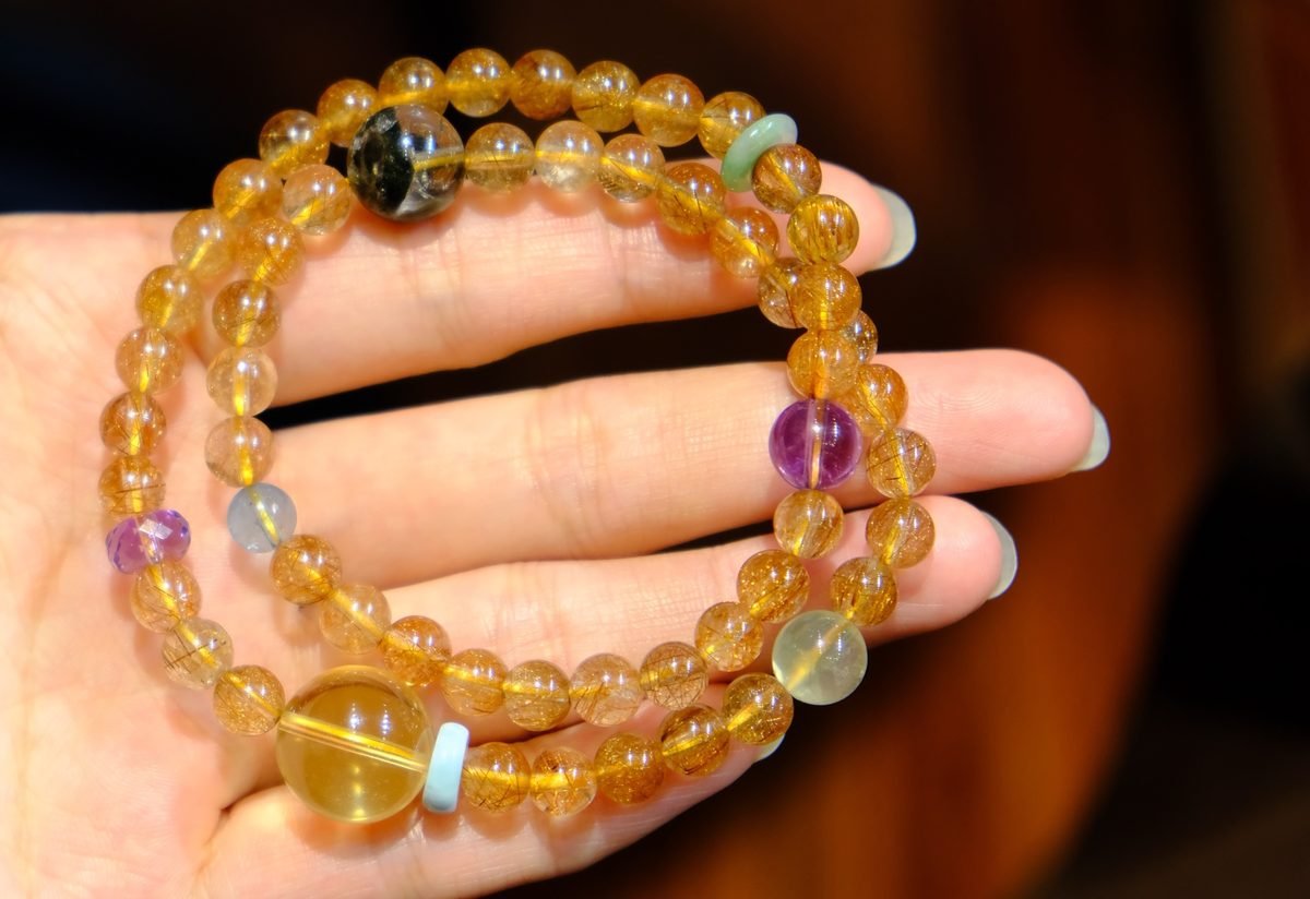 7mm 7 Chakra Balancing Bracelet with Amethyst & Citrine — Ref. 00797 - Image 3