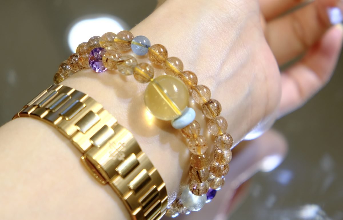 7mm 7 Chakra Balancing Bracelet with Amethyst & Citrine — Ref. 00797 - Image 4