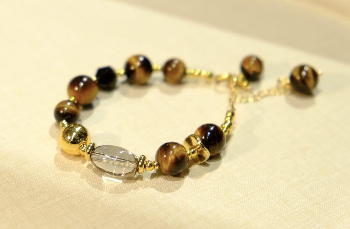 8-10mm Citrine Baroque Bracelet with Smoky Quartz & Tiger Eye