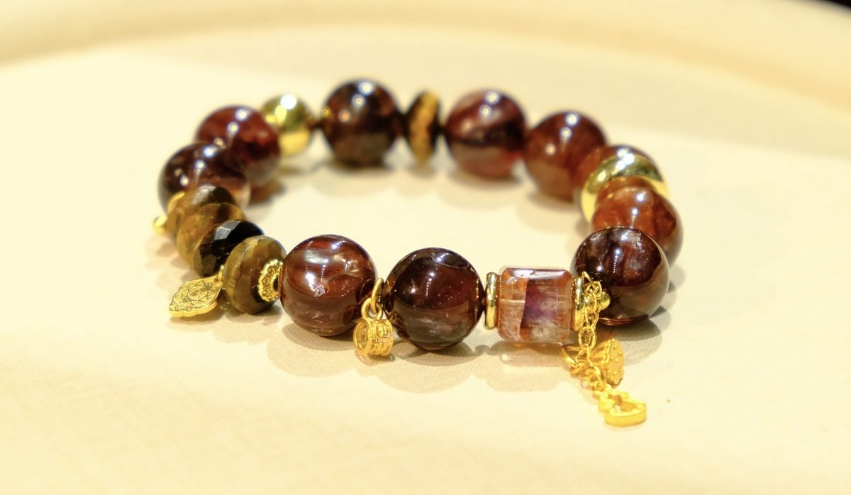 13.5mm Citrine Bracelet with Tiger Eye