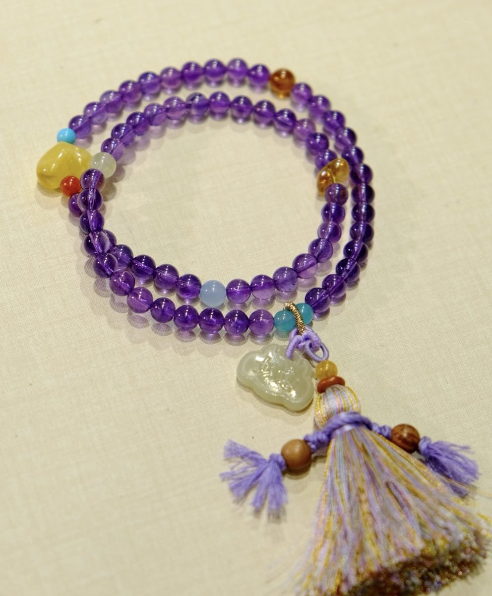 5mm Amethyst Bracelet with Amber & Jade