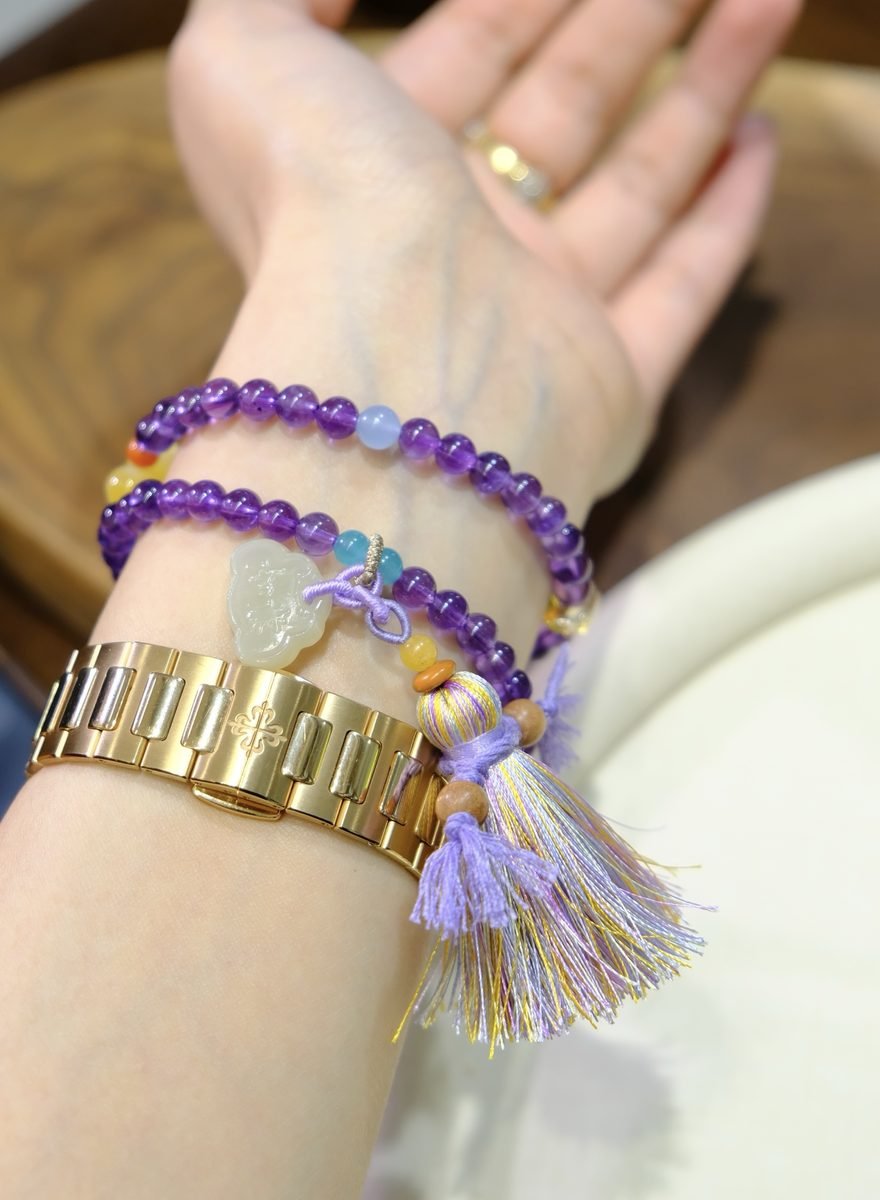 5mm Amethyst Bracelet with Amber & Jade - Image 3