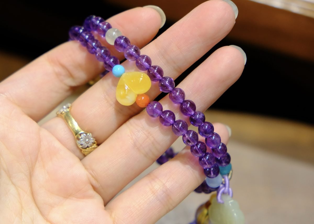 5mm Amethyst Bracelet with Amber & Jade - Image 4