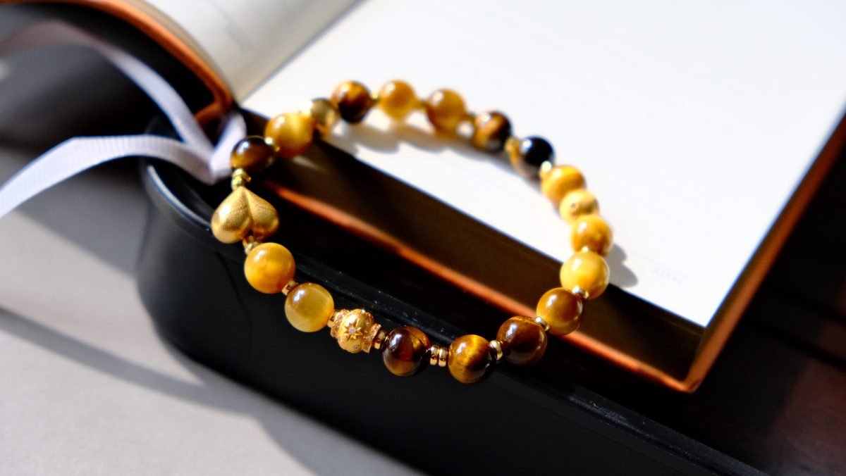 8mm Citrine Bracelet with Tiger Eye — Ref. 00863