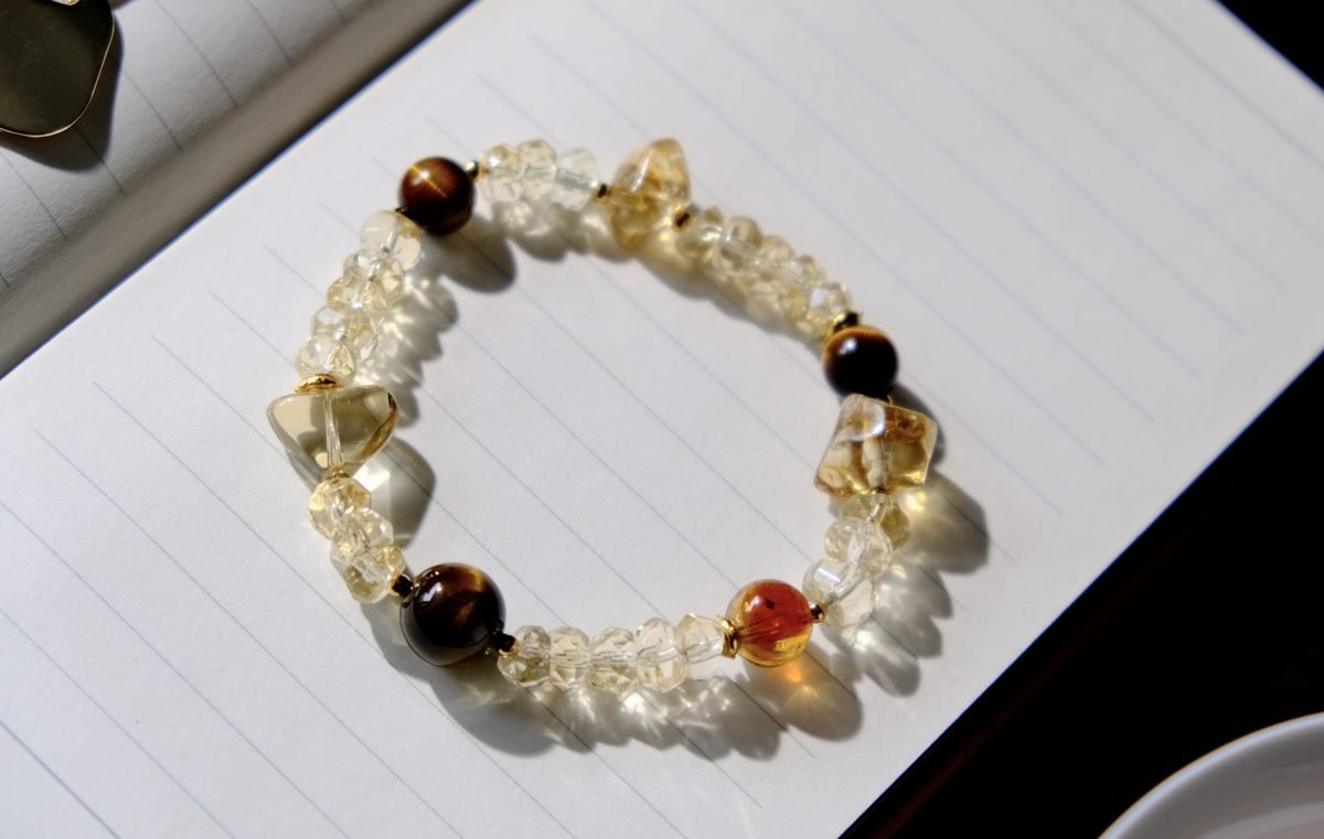 8mm Citrine Faceted Bracelet with Tiger Eye