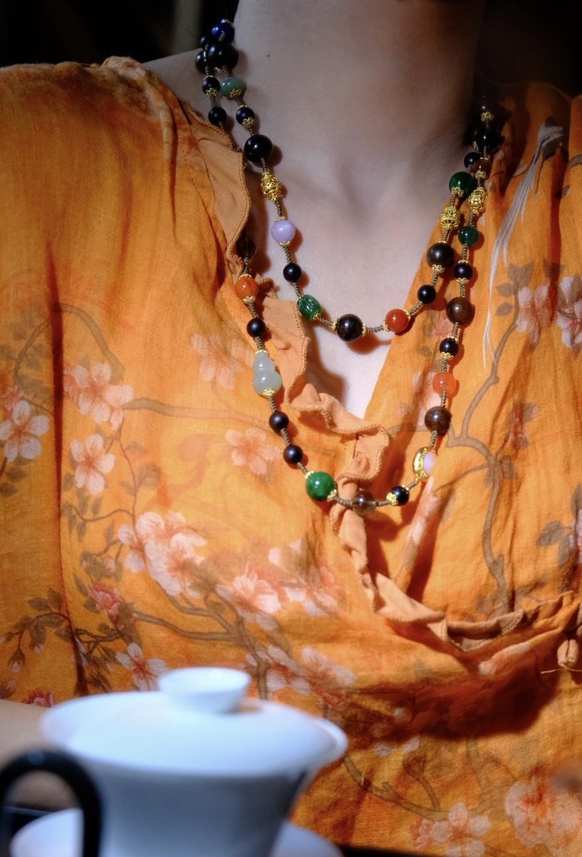 8-12mm 7 Chakra Balancing Necklace with Jade