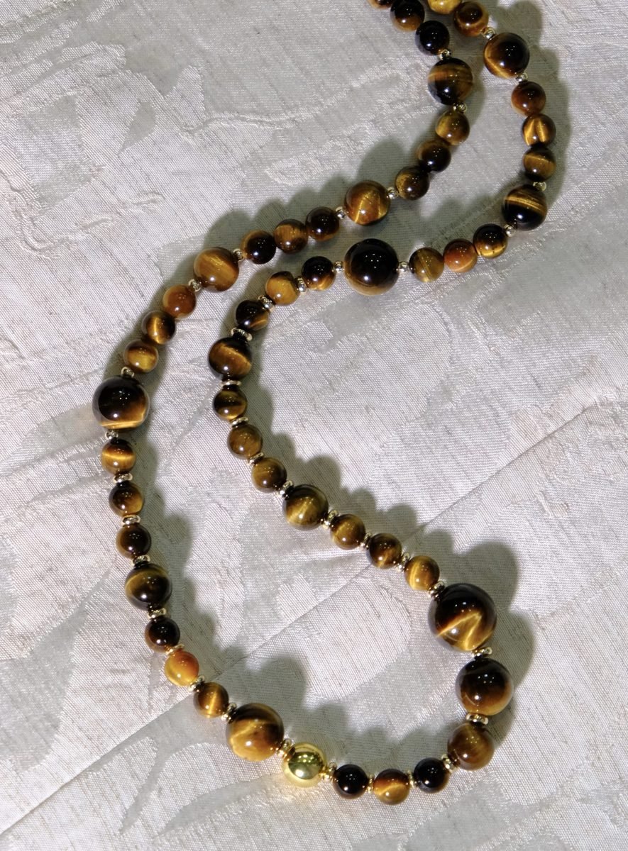 5-10mm Citrine Baroque Necklace with Tiger Eye