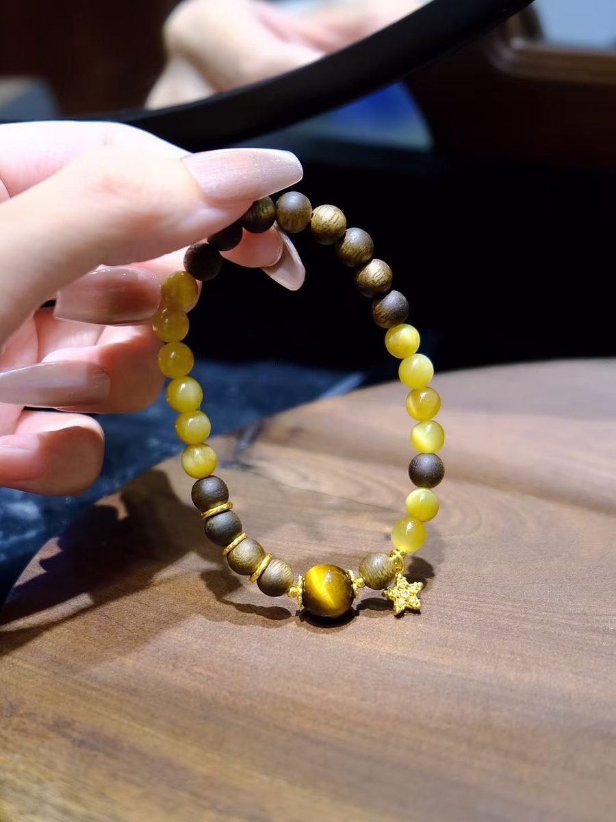 Citrine Bracelet with Agarwood & Tiger Eye