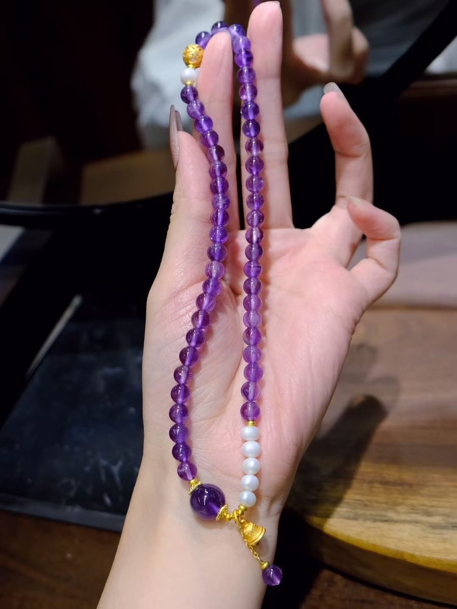 Amethyst Bracelet with Freshwater Pearl — Ref. 00913