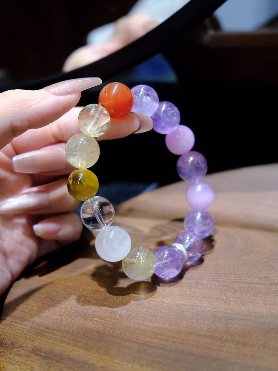 Citrine Bracelet with Amethyst & Clear Quartz — Ref. 00915