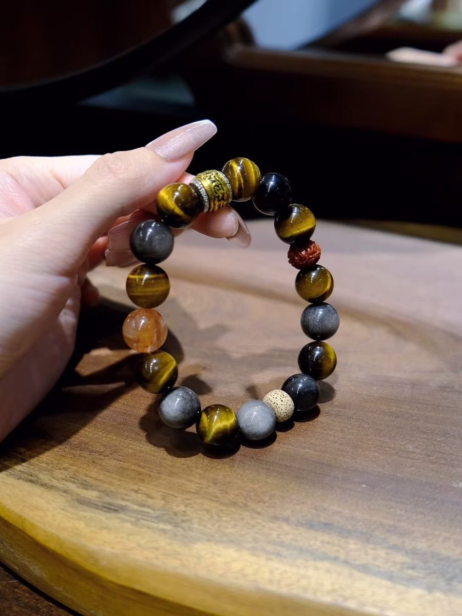 12mm Citrine Bracelet with Tiger Eye — Ref. 00932 - Image 3