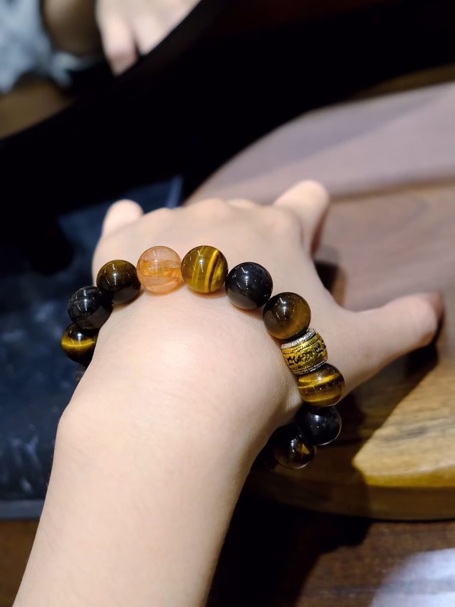 12mm Citrine Bracelet with Tiger Eye — Ref. 00932 - Image 5