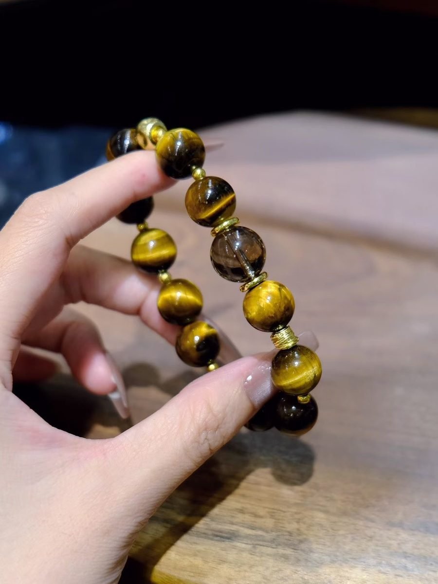 12mm Citrine Bracelet with Smoky Quartz & Tiger Eye — Ref. 00934 - Image 2