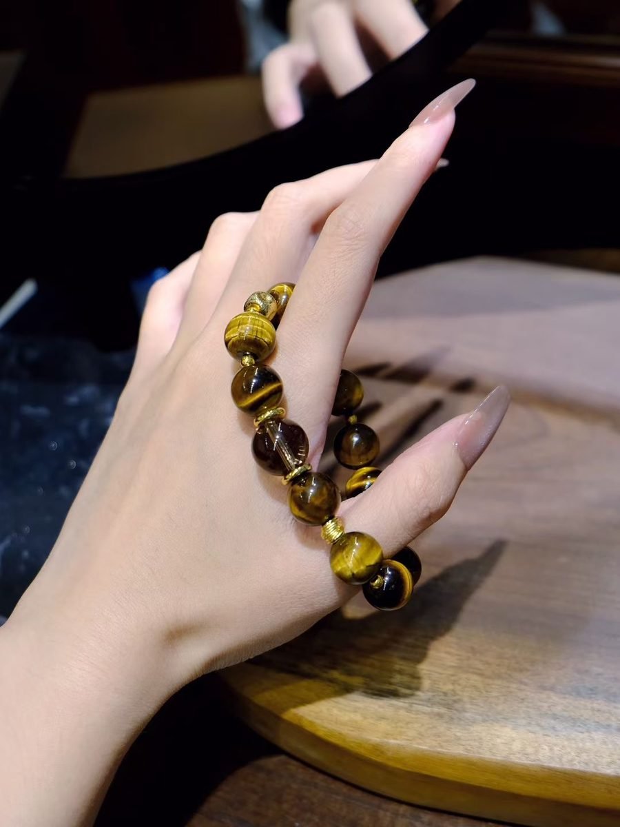 12mm Citrine Bracelet with Smoky Quartz & Tiger Eye — Ref. 00934 - Image 3