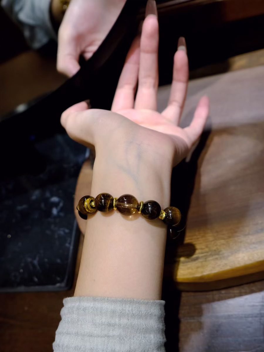 12mm Citrine Bracelet with Smoky Quartz & Tiger Eye — Ref. 00934 - Image 4