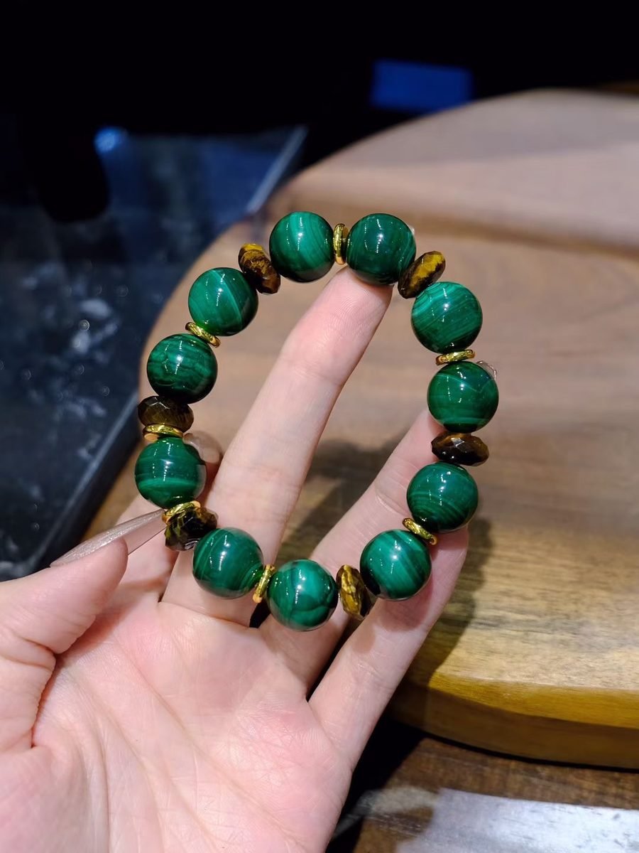 11mm Citrine Bracelet with Malachite & Tiger Eye - Image 2
