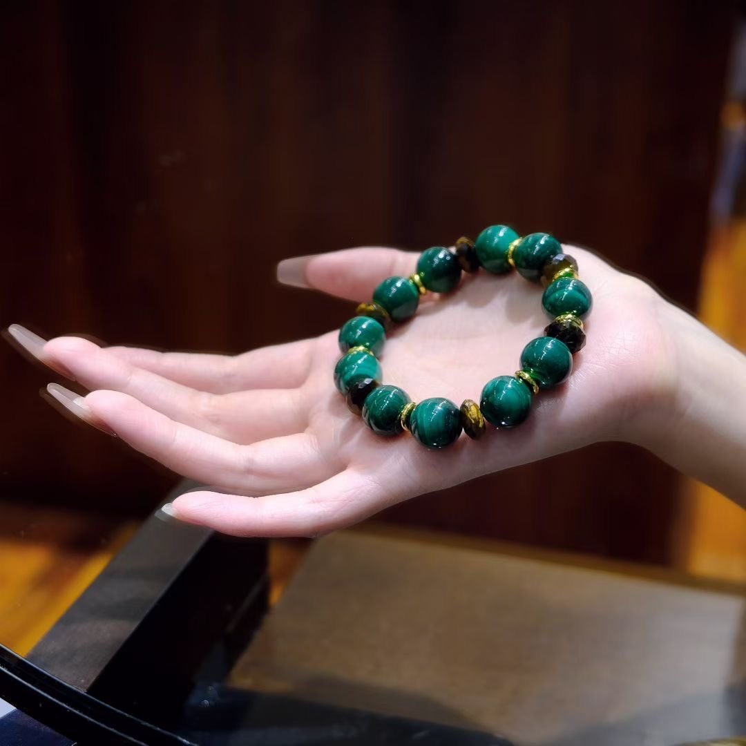 11mm Citrine Bracelet with Malachite & Tiger Eye - Image 3