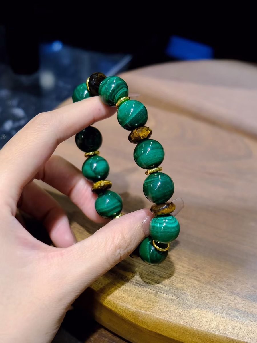 11mm Citrine Bracelet with Malachite & Tiger Eye - Image 5