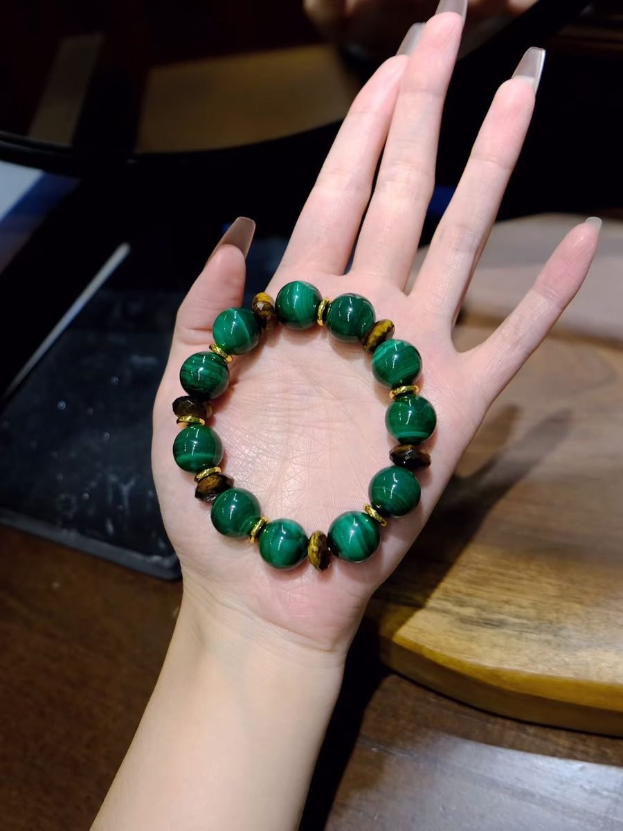 11mm Citrine Bracelet with Malachite & Tiger Eye - Image 6