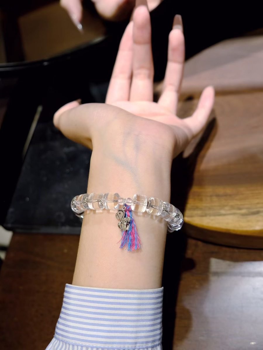 6mm Amethyst Bracelet with Clear Quartz — Ref. 00961 - Image 5