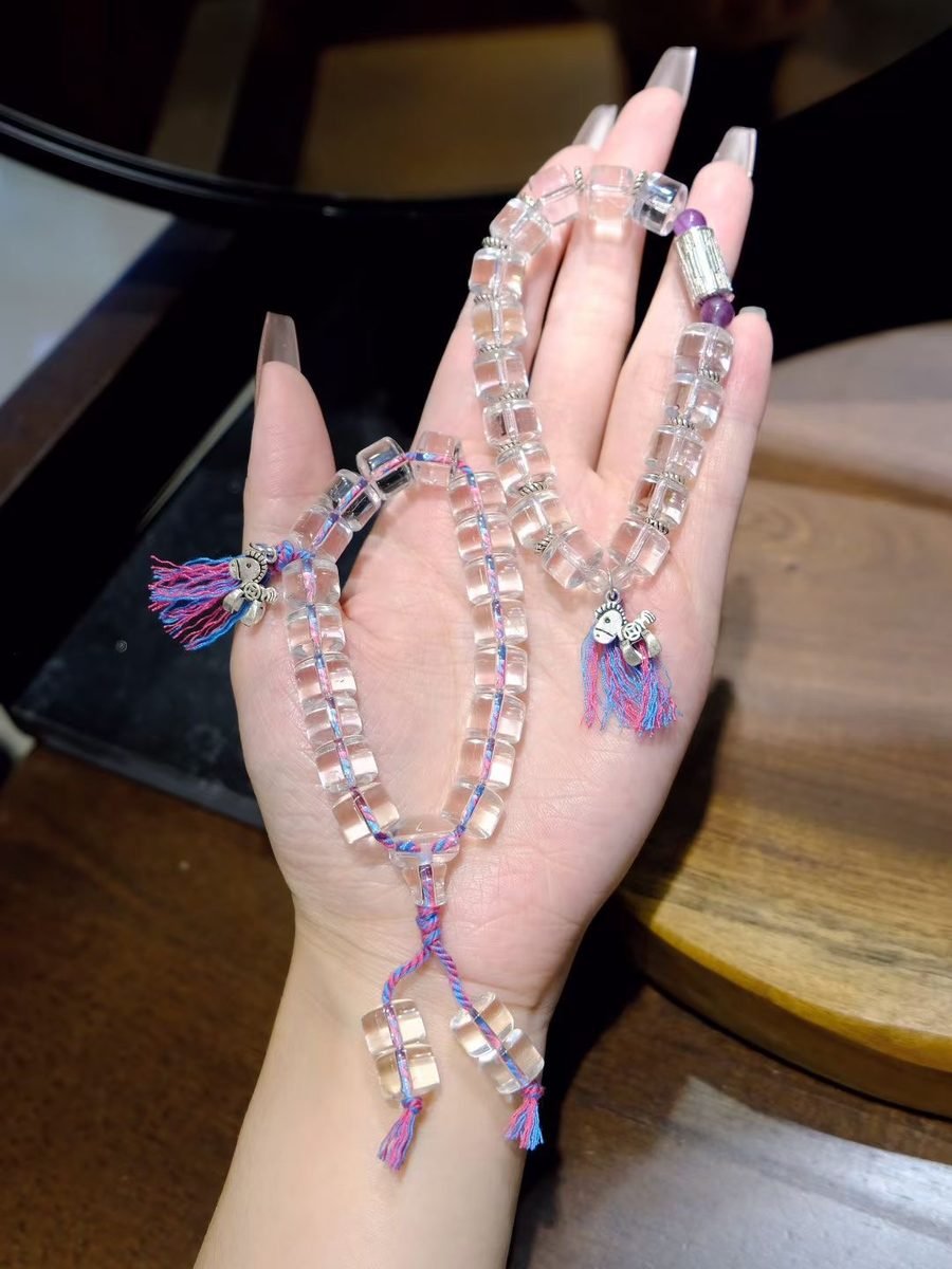 6mm Amethyst Bracelet with Clear Quartz — Ref. 00961 - Image 6