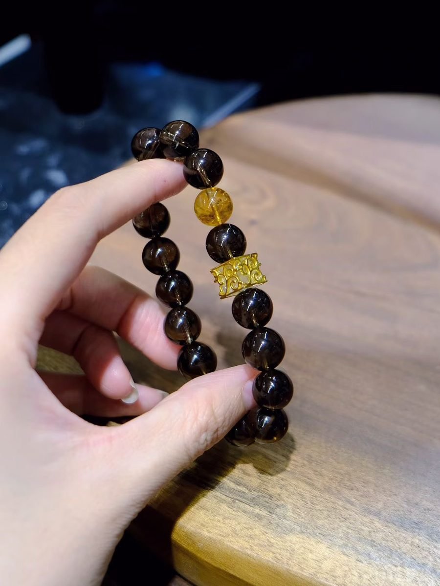 10-11mm Citrine Bracelet with Smoky Quartz - Image 2