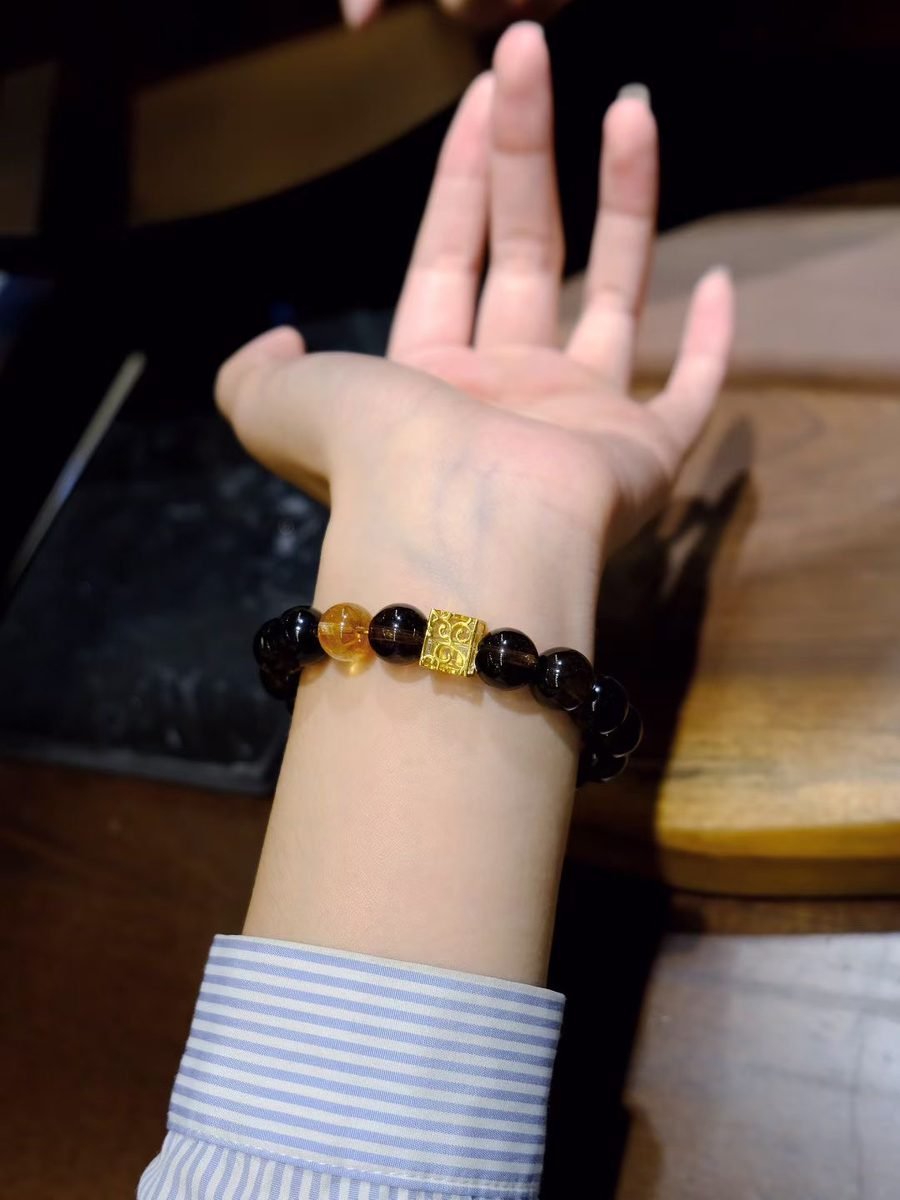 10-11mm Citrine Bracelet with Smoky Quartz - Image 3